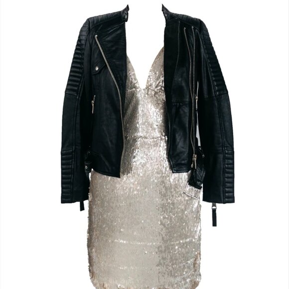 ZARA Trafaluc Women's Black Leather Moto Jacket – Size XS - Picture 8 of 10